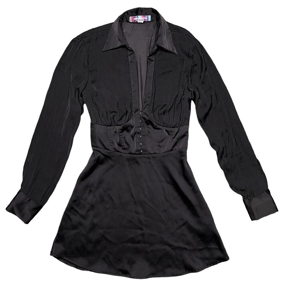Urban Outfitters Phoebe Corseted Black Shirt Dress Womens Size Small